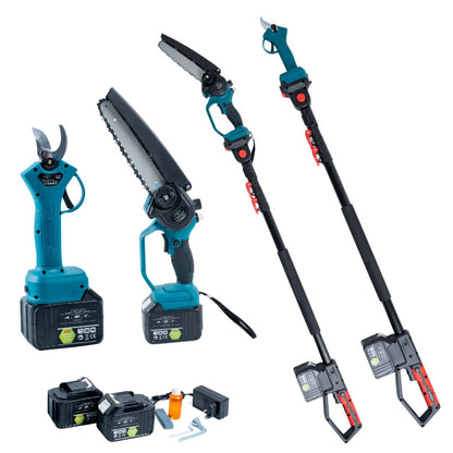 Kit Professionale Forbice da Potatura e Motosega 6 Pollici con asta Telescopica